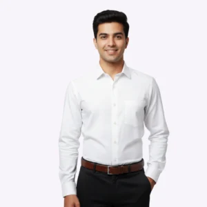 Van Heusen Men White CVC Shirt